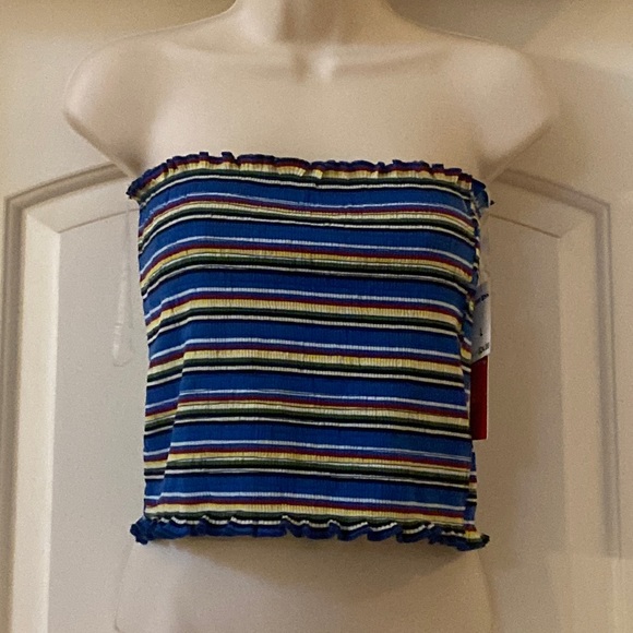 Retro Throwback Hot Kiss Multicolor Textured Tube‎ Top - Picture 1 of 2